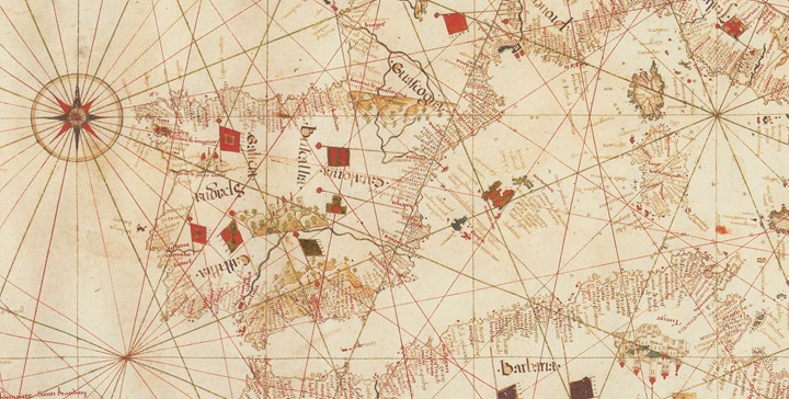 Detail from Carta náutica de Andrea Benincasa (Borgiano VIII), 1508