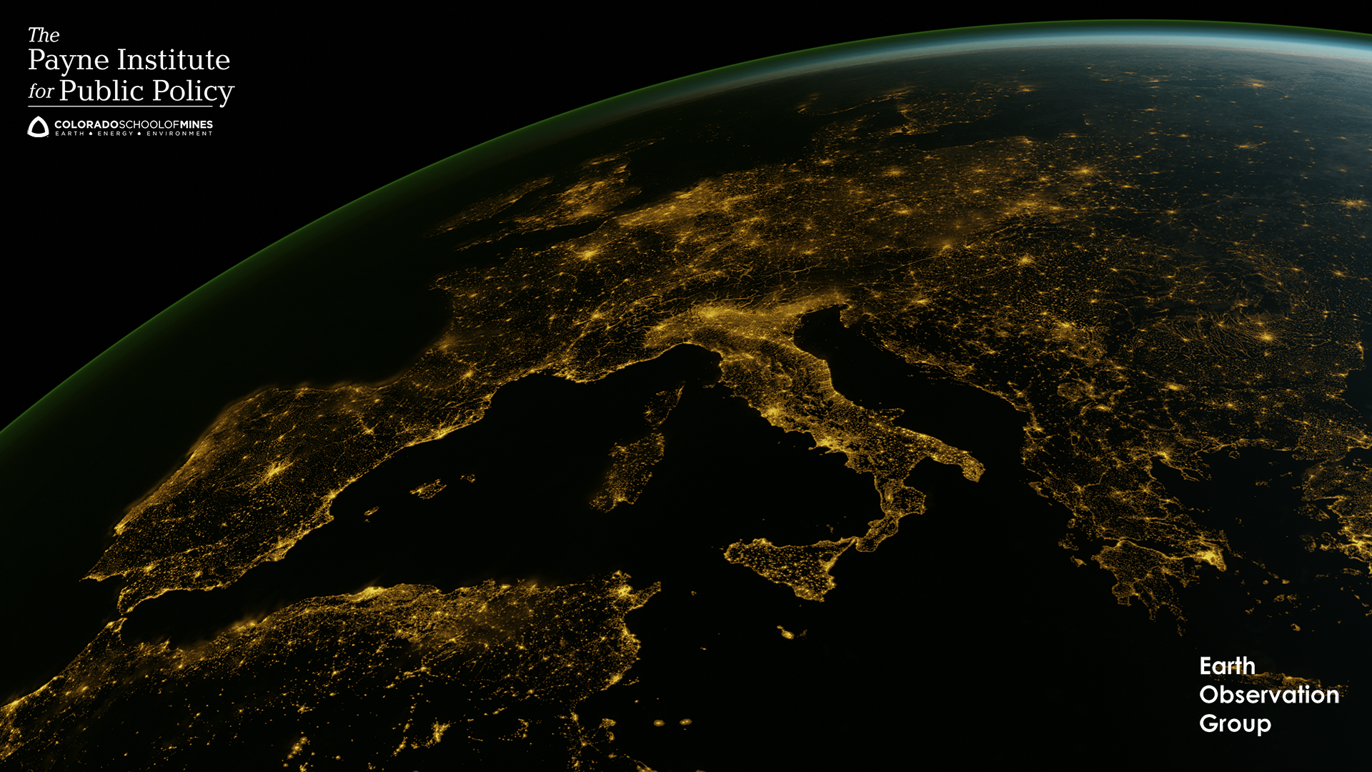 VIRS nighttime ligths image showing Europe