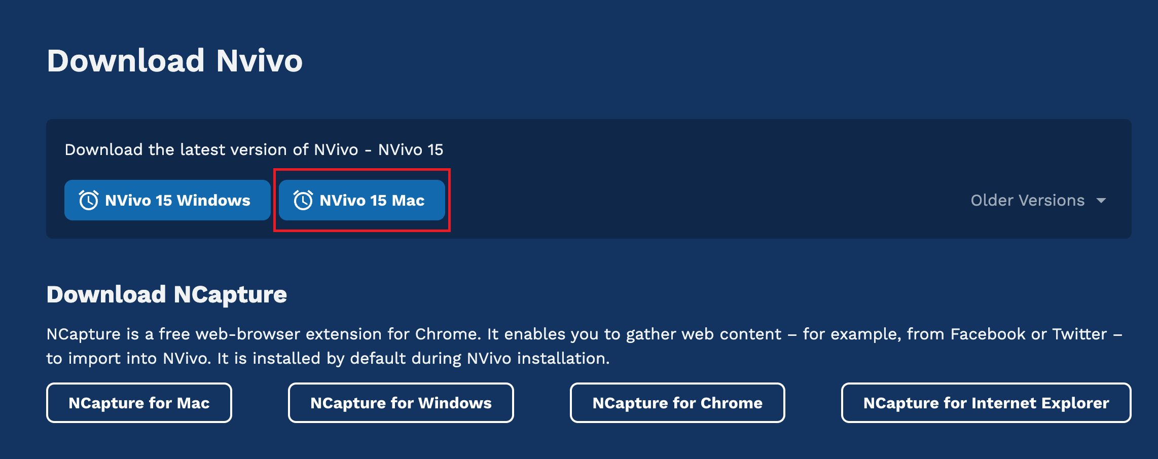 Download NVivo with NVivo 15 Mac highlighted