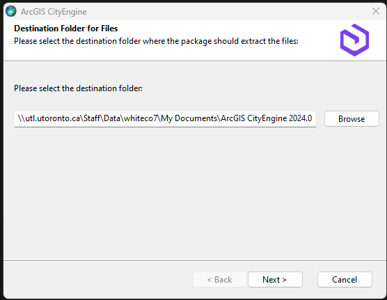 Choose a location to extract the files