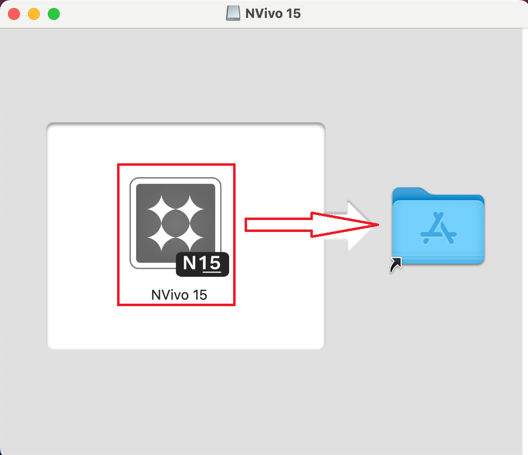 NVivo logo pointing to Application folder