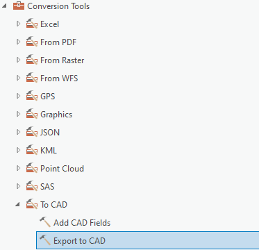 Export to CAD is highlighted within the toolbox 