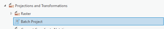 Batch project highlighted in the toolbox