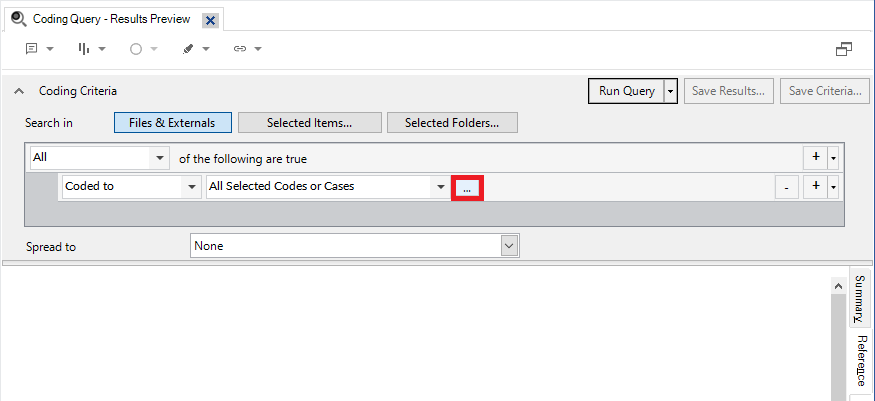 In the Coding Query Results Preview Window, a red box around the ellipses button.