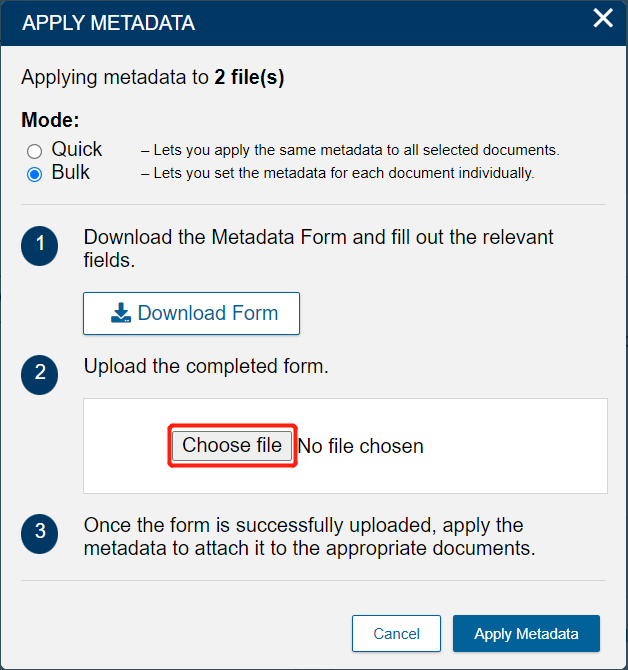 Click Choose Files button