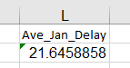 Displaying column L which now contains the "average January delay of 21.6458858"