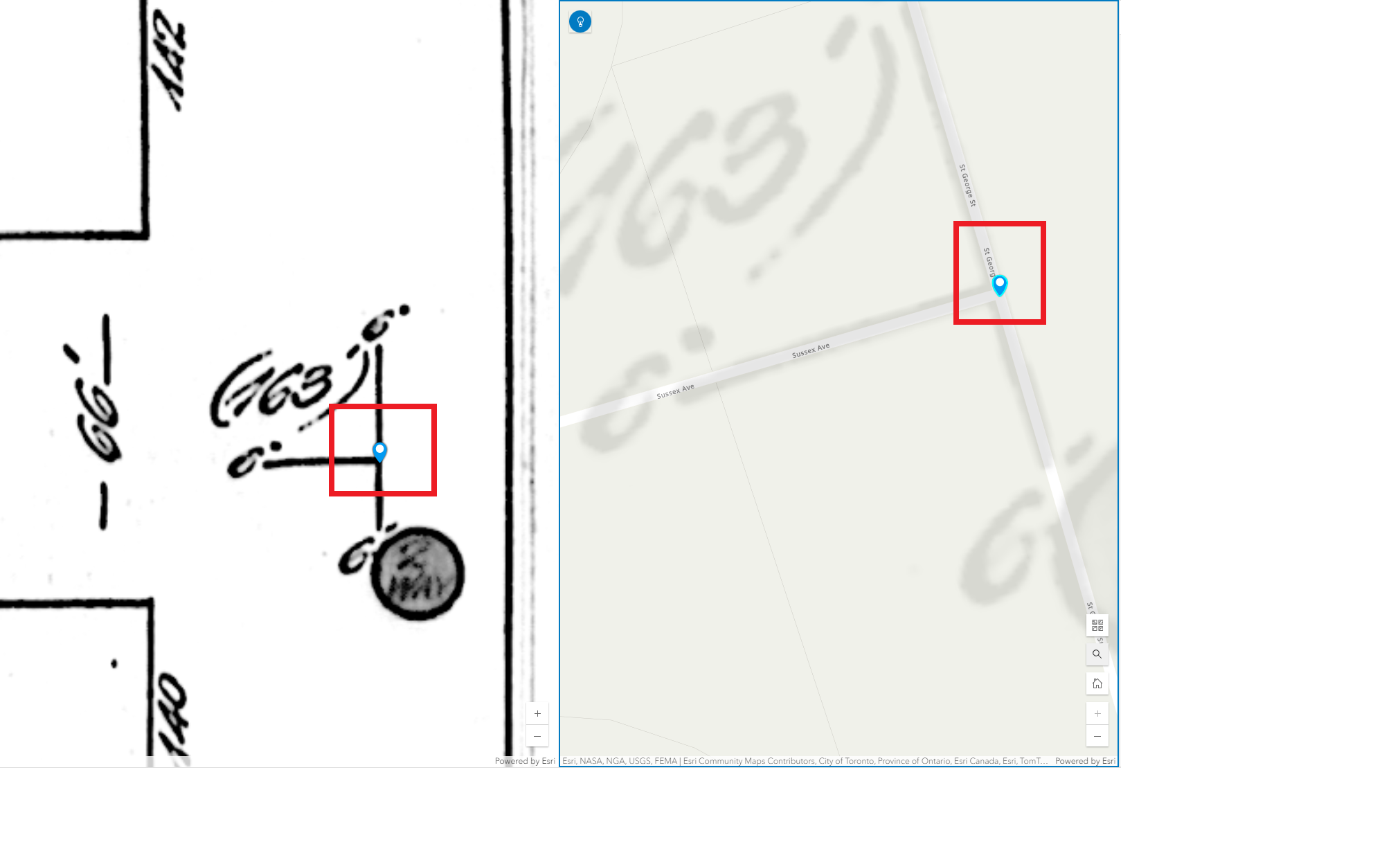 Two control points are placed on line intersections. There are red boxes around both points. 