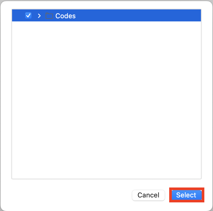 In the Codebook window, Codes is selected and Select is highlighted.