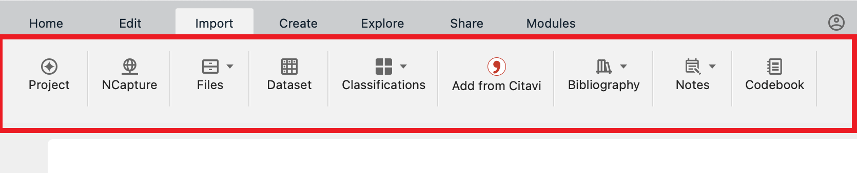 Red box outlining the options under the Data menu.