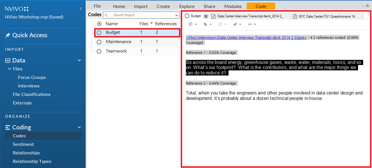 Left menu with Nodes outlined. The first node is selected and open on the right.