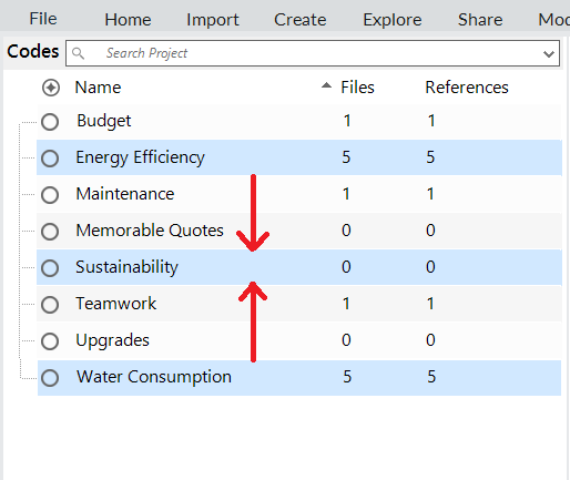 Energy Efficiency and Water Consumption Nodes selected, with arrows pointing to the Sustainability node.