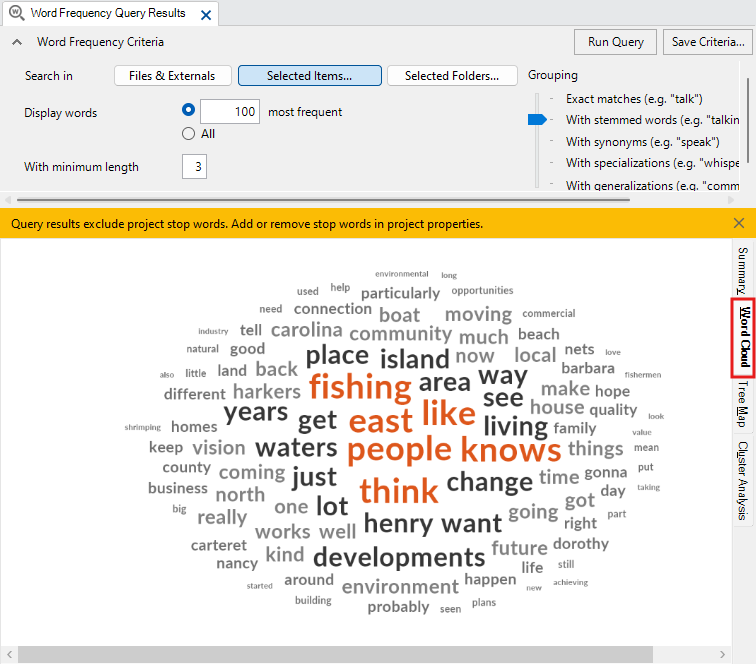 Red box around the references tabs on the right of the results.