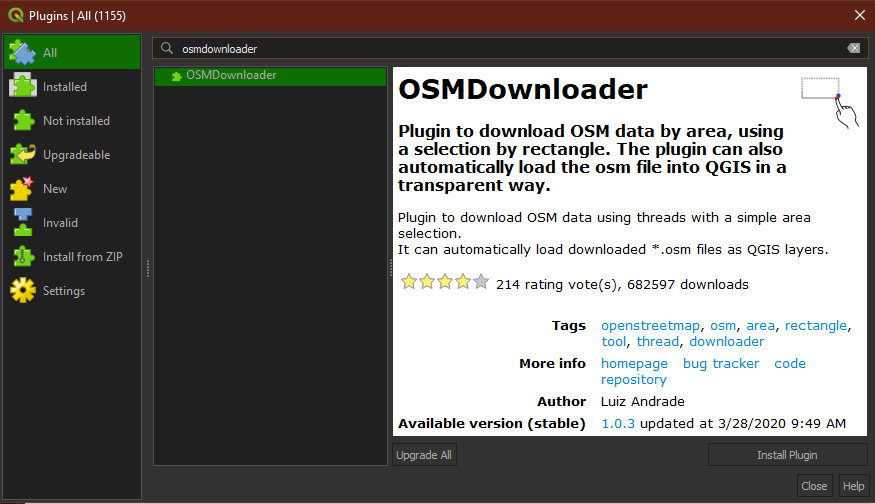 In the search bar, type osmdownloader