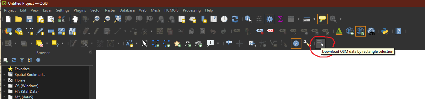 OSMdownloader will now appear on the toolbar