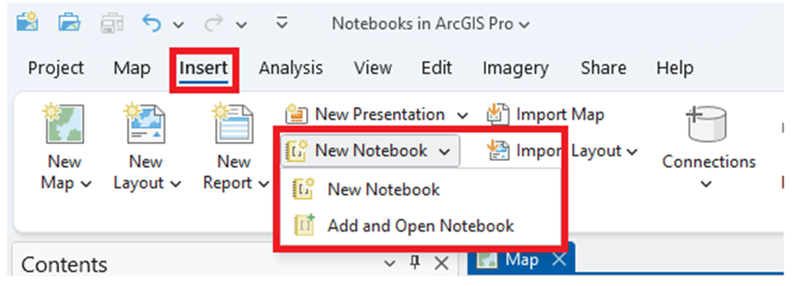 Creating a Notebook using the Insert Tab