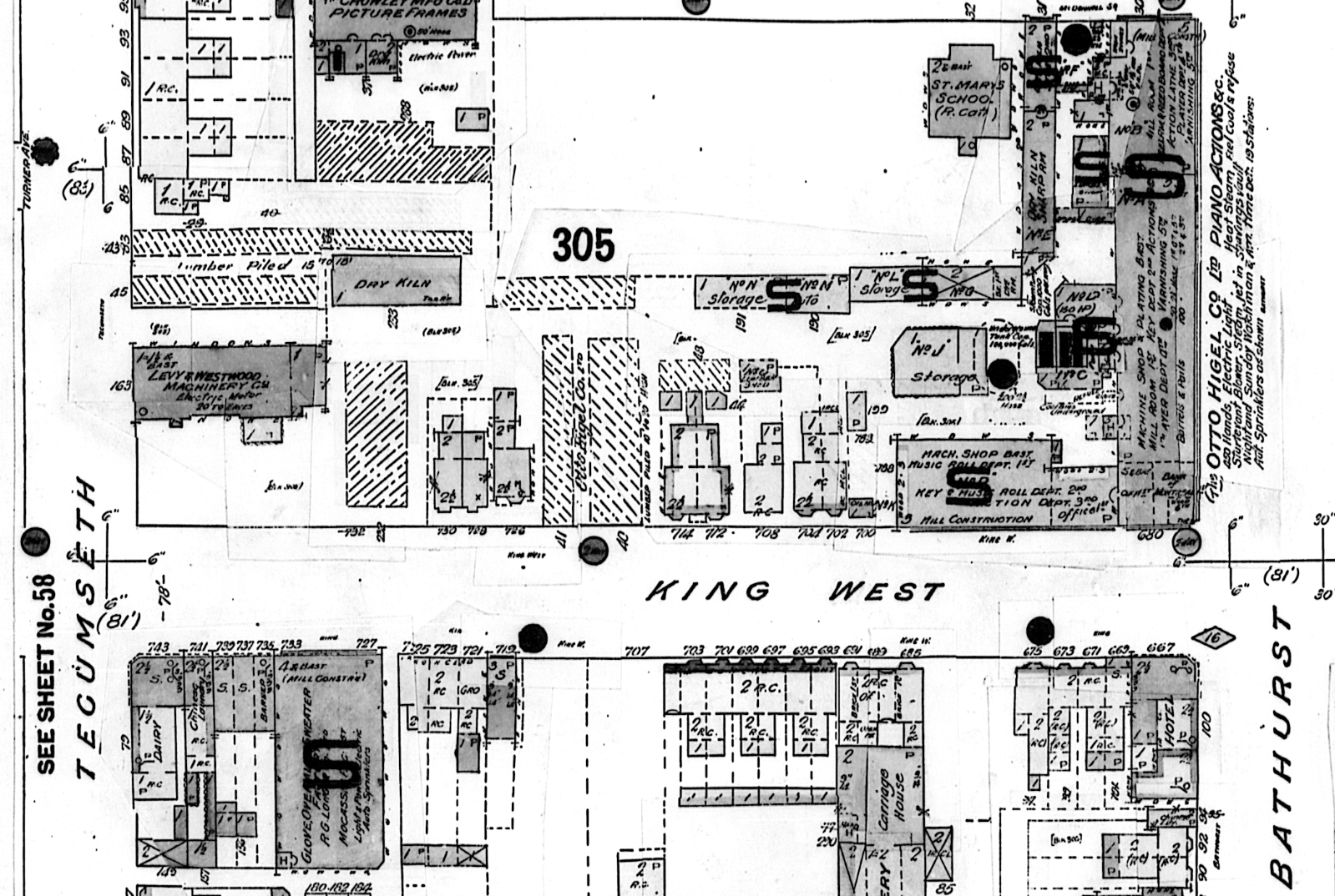 Toronto Fire Insurance Plan showing revised buildings on King Street