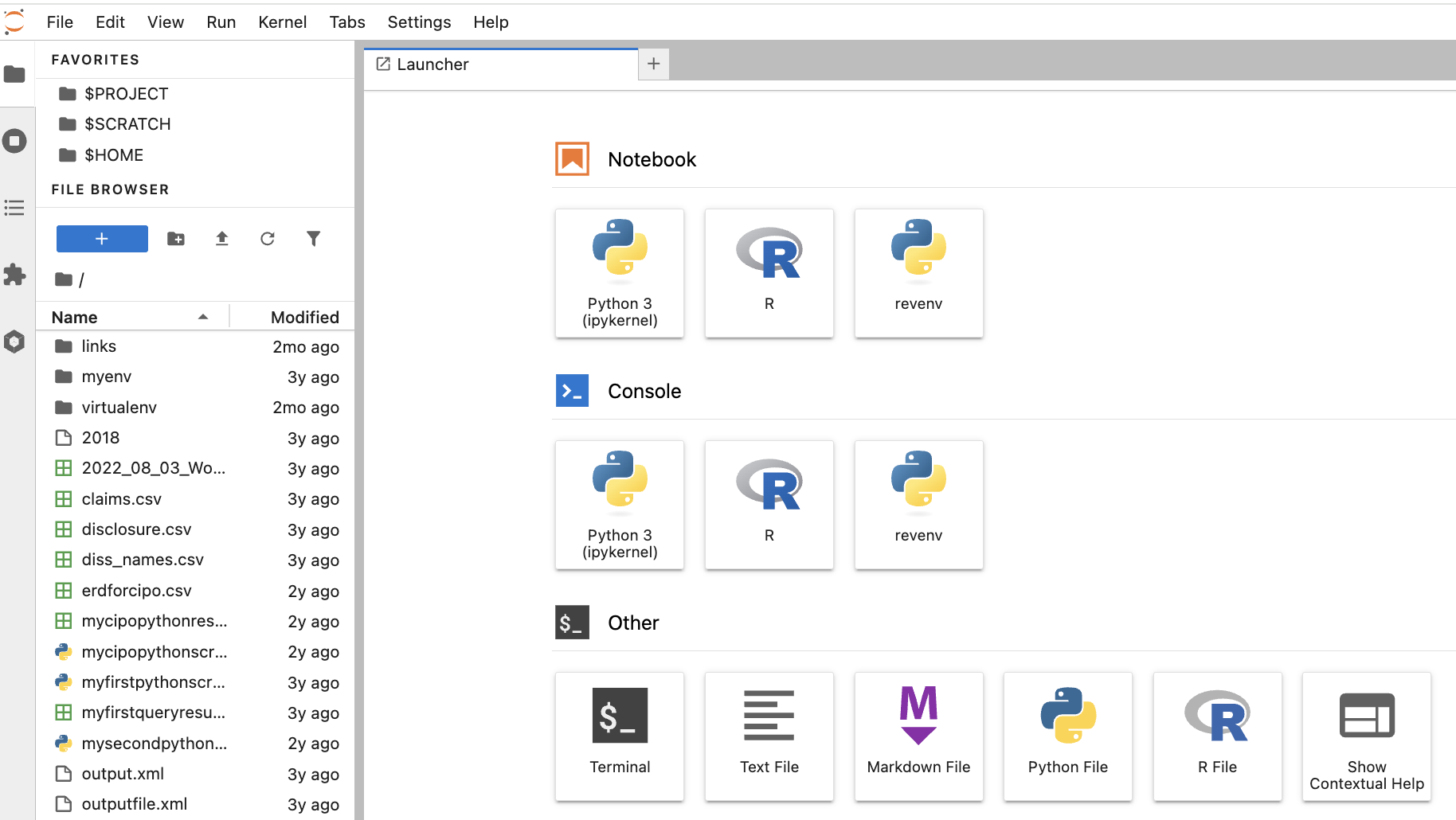 jupyter lab landing page