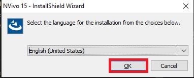 Installation Wizard with English selected and OK highlighted