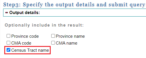 Selected the check box in Step 3 to include Census Tract names in the database file.