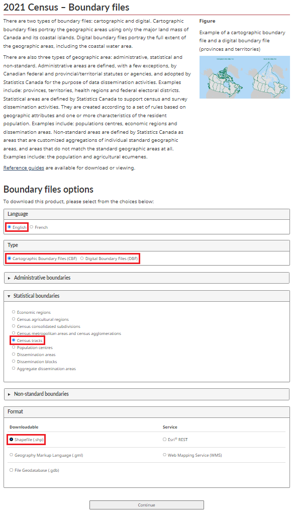 Boundary file options for the 2021 Census.