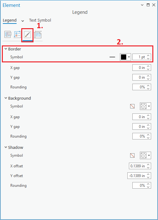 Under the Display option, the Border thickness of the legend has been change to 1.0pt and its color to black.