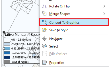 Convert to Graphics has been selected for the Legend.