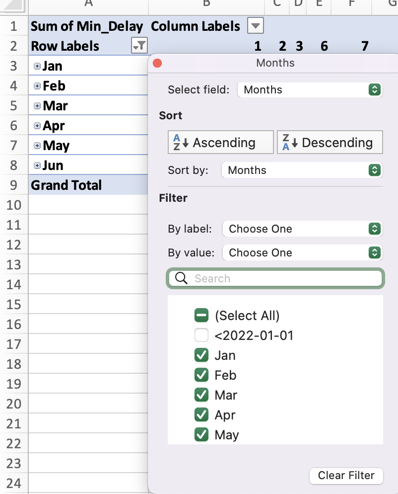 Selecting the filters, removing certain values in the filter