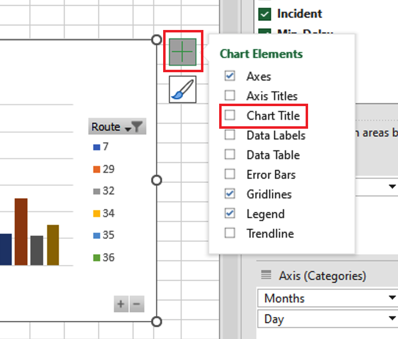 Chart Title selection is highlighted