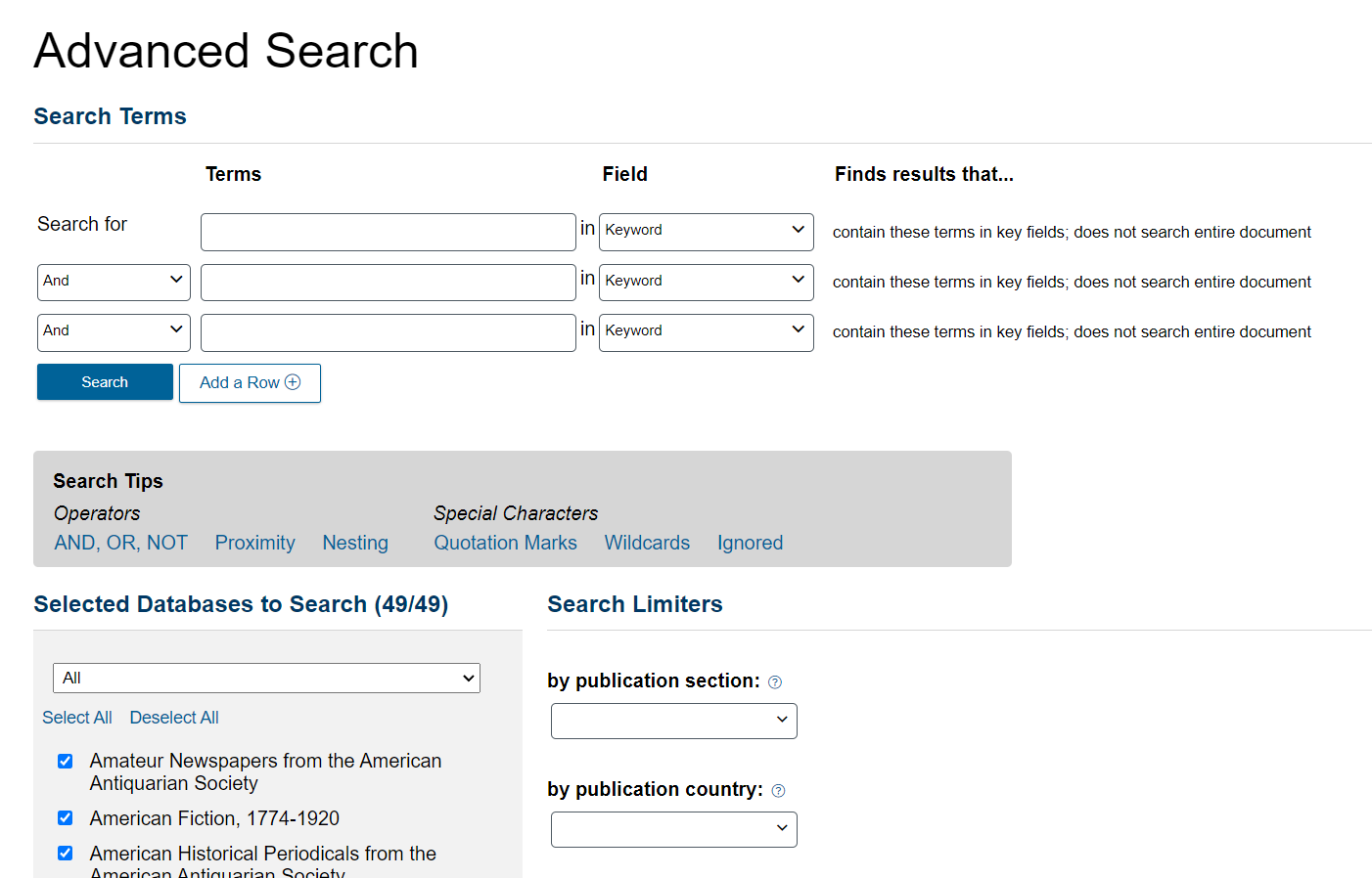 Advanced Search page.