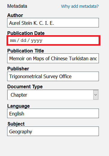 The Publication Date field highlighted.