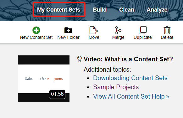 Click on My Content Set.