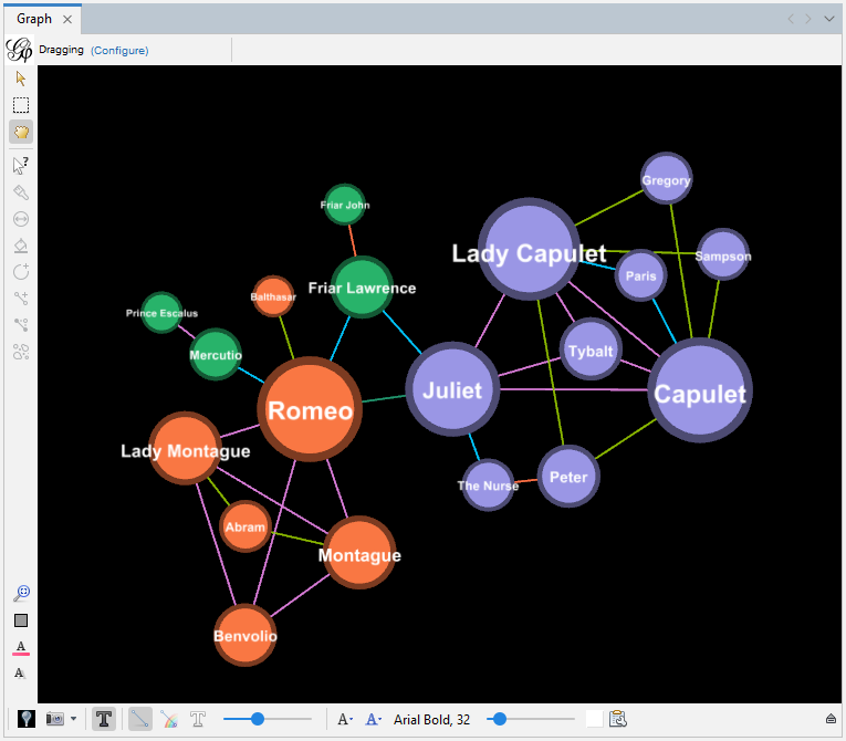 The effects of the 'Background color' tool, the graph with a black background and white labels, is displayed.