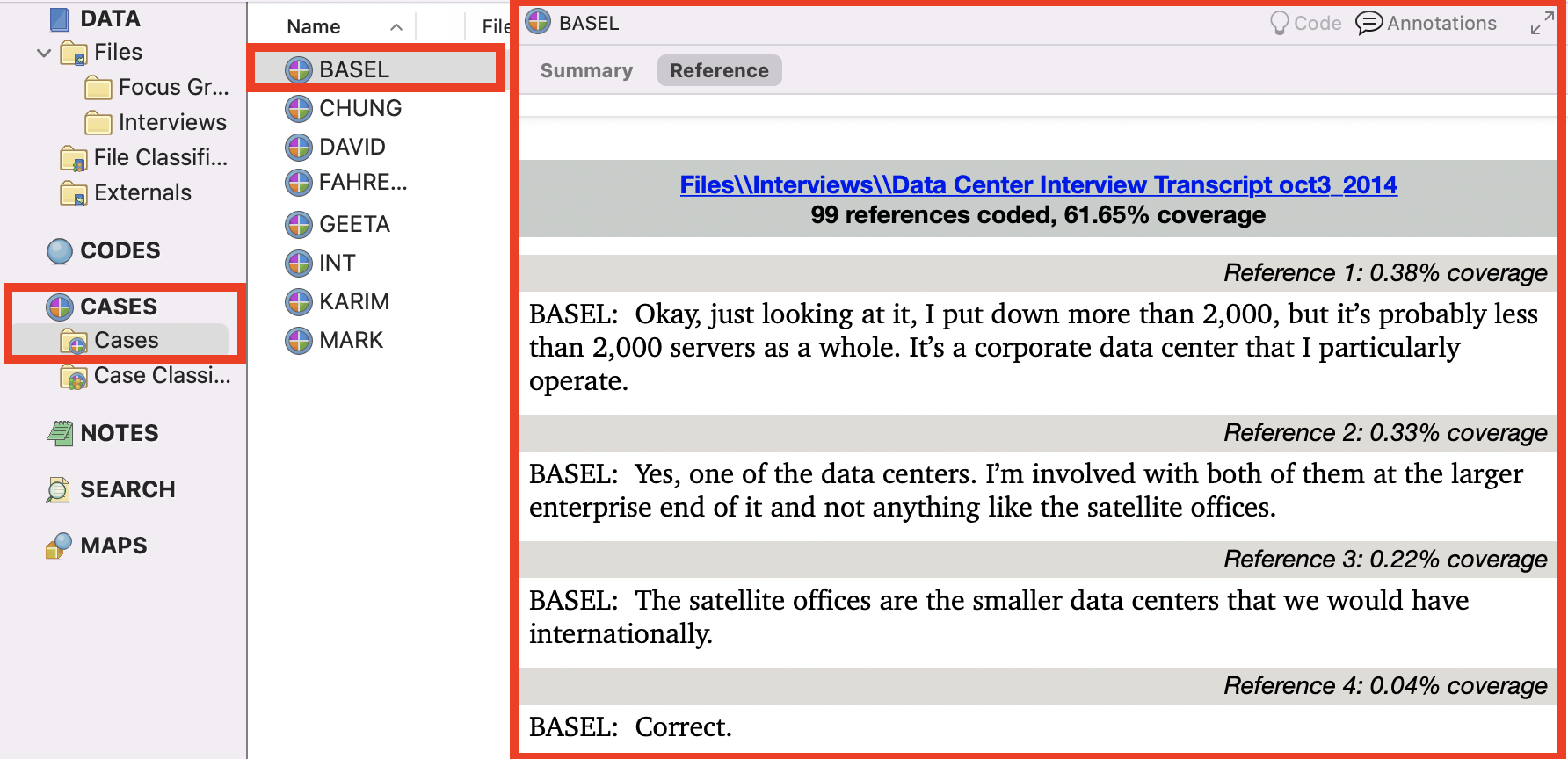 Cases open with Basel selected and a red box around the Basel window.