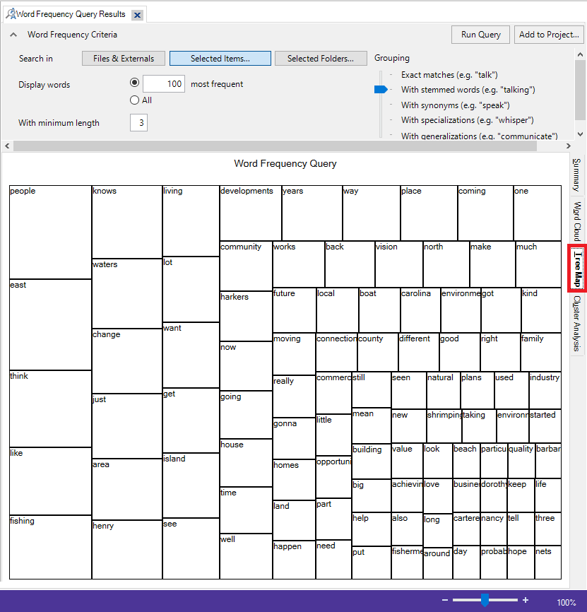 Red box around the Tree Map tabs on the right of the results.