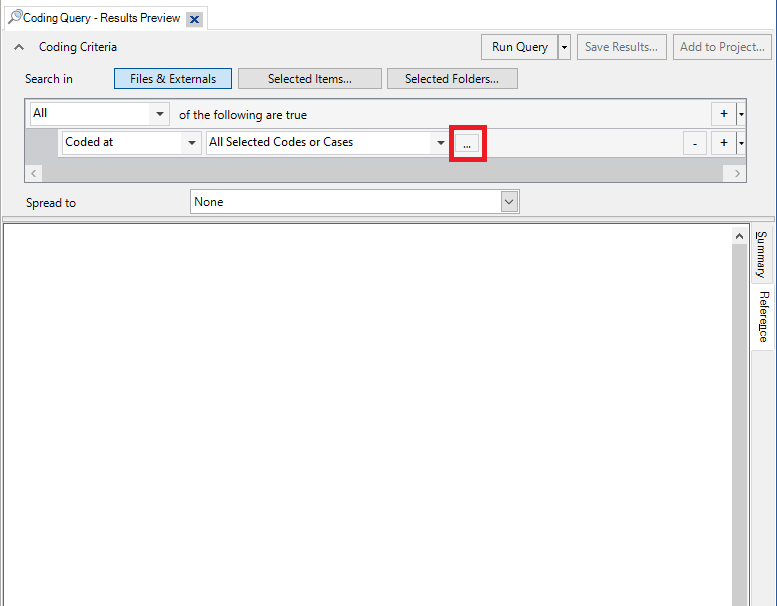 In the Coding Query Results Preview Window, a red box around the ellipses button.
