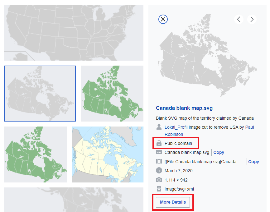 Brief information for the desired map with more details highlighted.