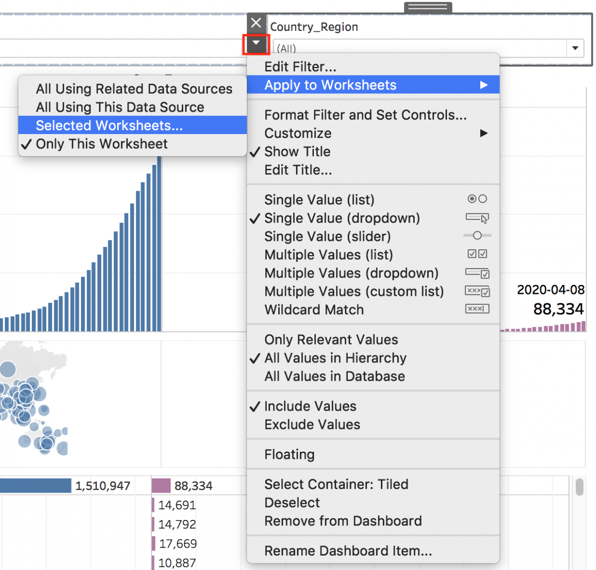 Creating A Tableau Dashboard Using Covid 19 Data Intermediate Map And Data Library